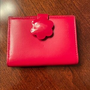 Furla Red Wallet with Flower Accent